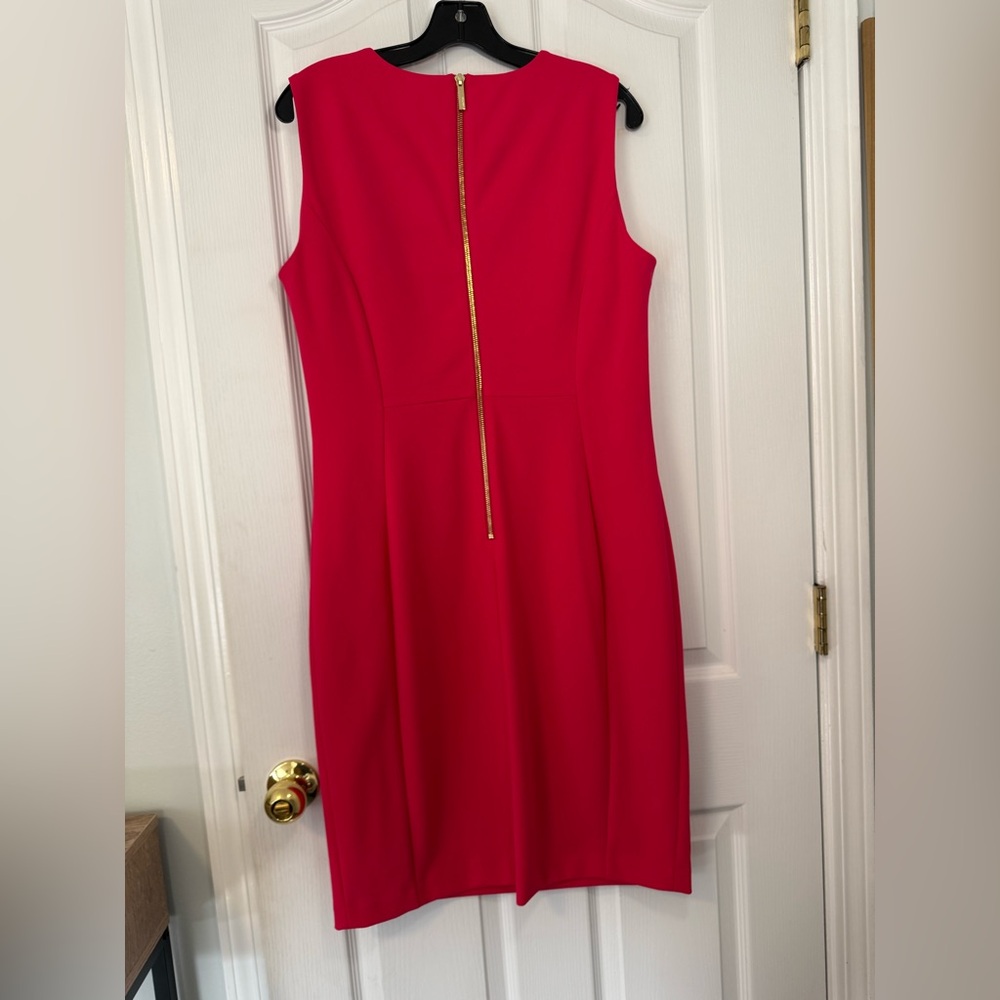 Calvin Klein Vibrant Hot Pink Midi Dress Size 14 - Picture 4 of 8